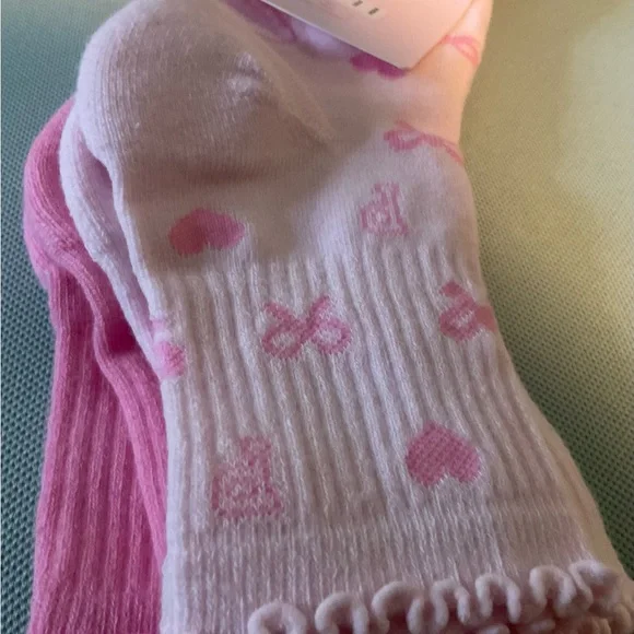 Victoria Secret Pink x Love Shack Fancy 2 pairs quarter pink Socks New One Size - Picture 2 of 5
